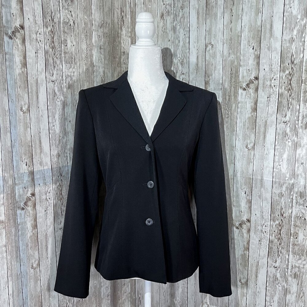Women's Rafaella Long Sleeve Blazer | Collared | Button | Size 6 | Black | Lined